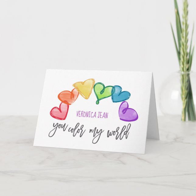 You Colour My World Valentine Card (Front)