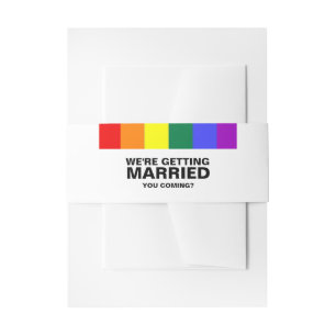 You Coming Rainbow Gay Wedding Invitation Belly Band