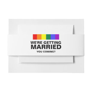 You Coming Rainbow Gay Wedding Invitation Belly Band