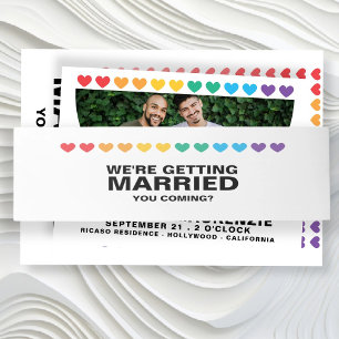 You Coming Rainbow Gay Wedding Invitation Belly Band