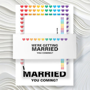 You Coming Rainbow Gay Wedding Invitation Belly Band