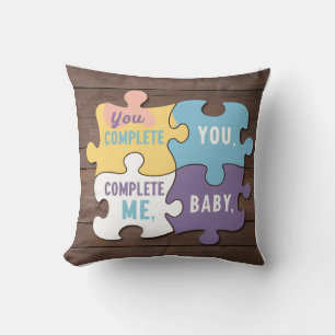 You Complete Me Baby Puzzle Mum Silhouette Cushion