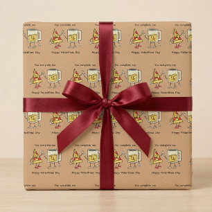 You Complete Me Beer And Pizza Valentine's Wrapping Paper