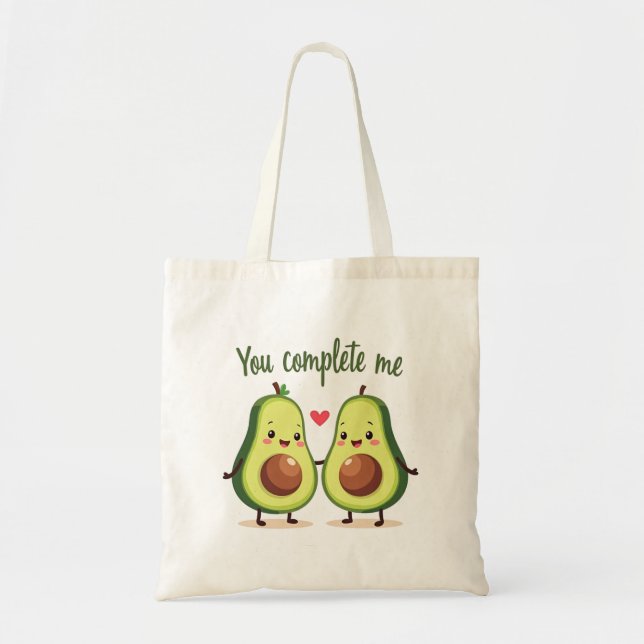 You Complete Me - Cute Avocado Love Design Tote Bag (Front)