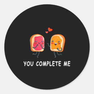 You Complete Me Cute Valentines Day Peanut Butter Classic Round Sticker