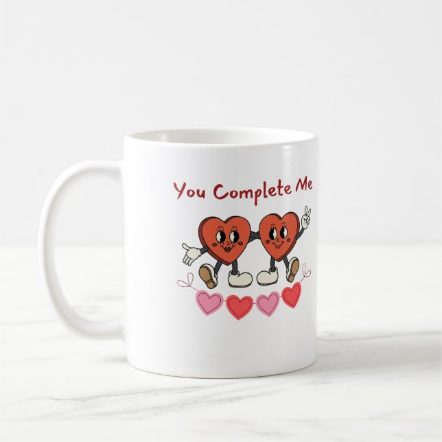 You Complete Me, Happy Hearts on a  Coffee Mug (Left)