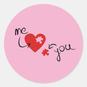 You Complete Me – Puzzle Heart Love Symbol Classic Round Sticker