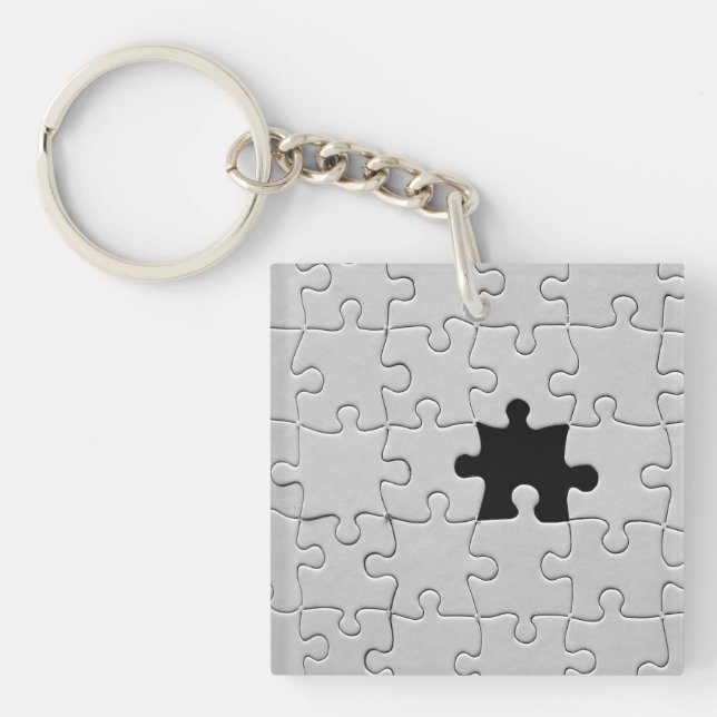 You Complete Me Romantic Black and White Jigsaw Key Ring (Front)