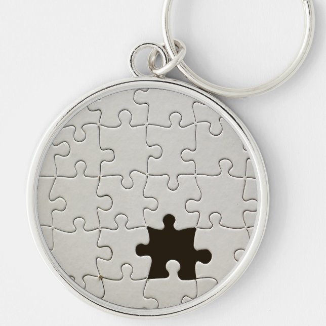 You Complete Me Romantic Black and White Jigsaw Key Ring (Front)