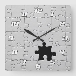 You Complete Me Romantic Black and White Jigsaw Square Wall Clock