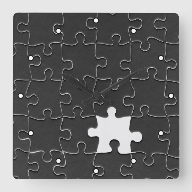 You Complete Me Romantic Black and White Jigsaw Square Wall Clock (Front)