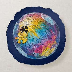 You complete the picture - Everybody belongs here Round Cushion