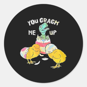 You Crack Me Up Dino Egg Funny Easter Classic Round Sticker