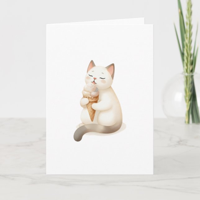 You Deserve a Sweet Moment Cat with Ice Cream Cone Card (Front)