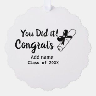 You did it congrats graduation add student name ye tree decoration card