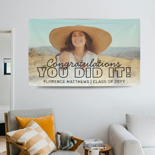 You Did It! Congratulations Graduation Photo Banner