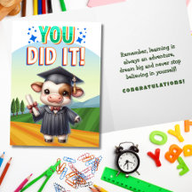 You Did It! Cute Cow Graduation Joy