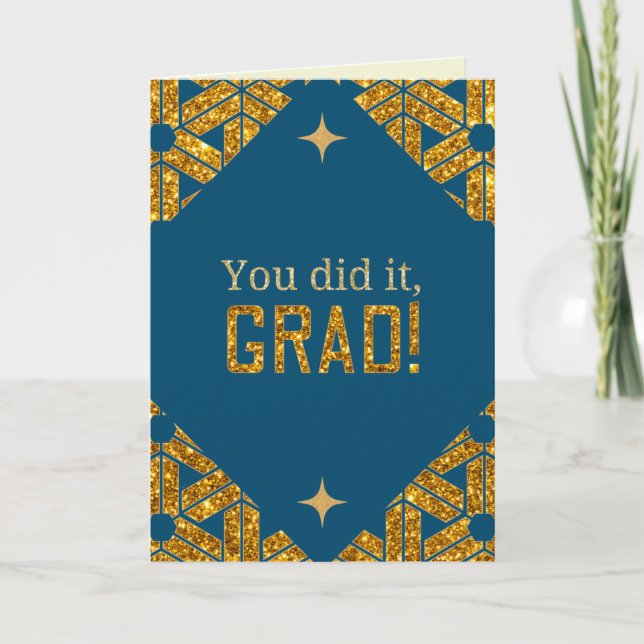 You Did It Glitter Graduation Card (Front)
