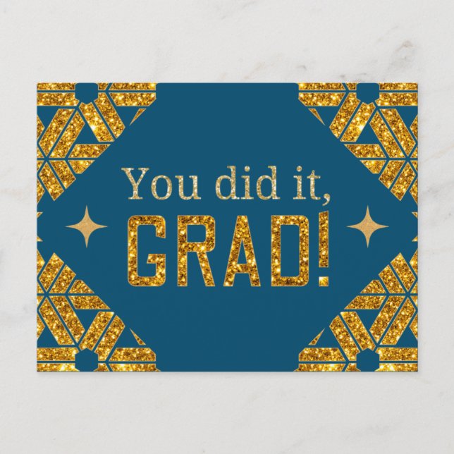 You Did It Glitter Graduation Card (Front)