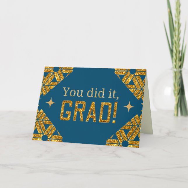 You Did It Glitter Graduation Card (Front)