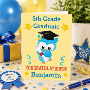 You Did It, Graduate! Blue Owl 5th Grade Card