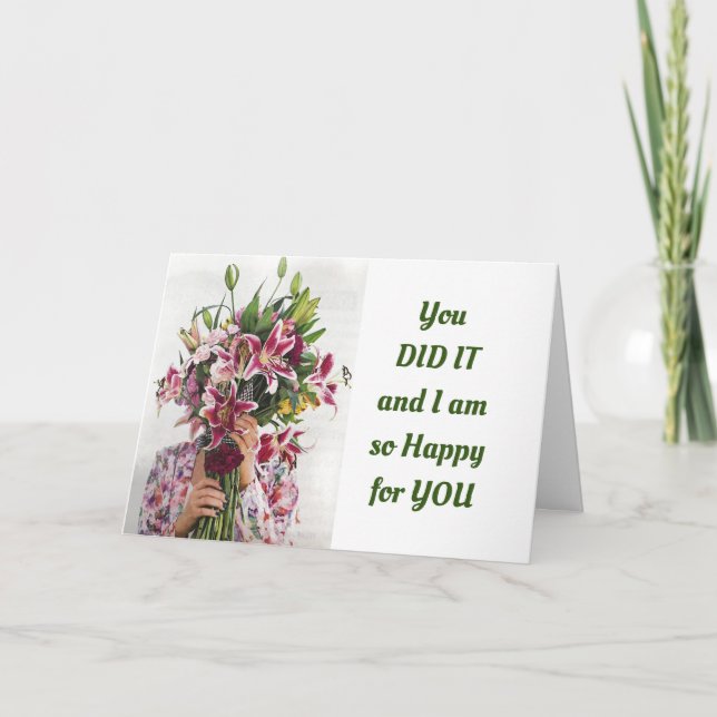 **YOU DID IT-SO HAPPY FOR YOU** WITH FLOWERS, TOO! CARD (Front)