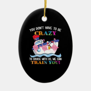 You Dont Have To Be Crazy To Cruise Us Flamingo Ceramic Tree Decoration