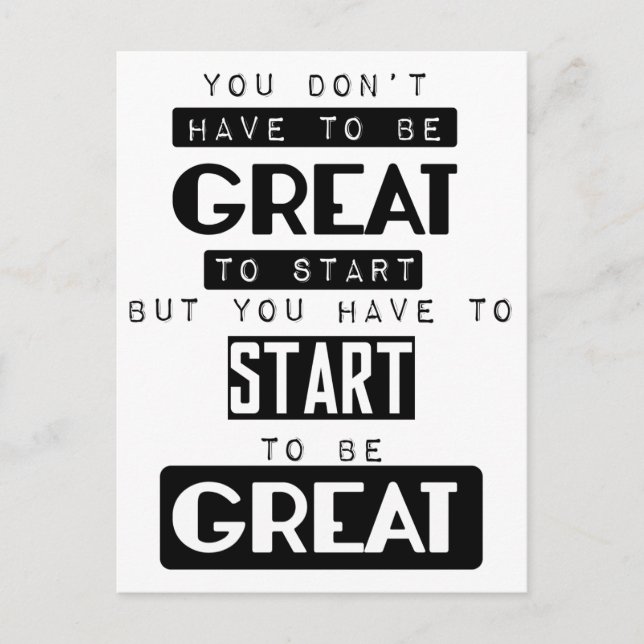 you don't have to be great to start motivational postcard (Front)