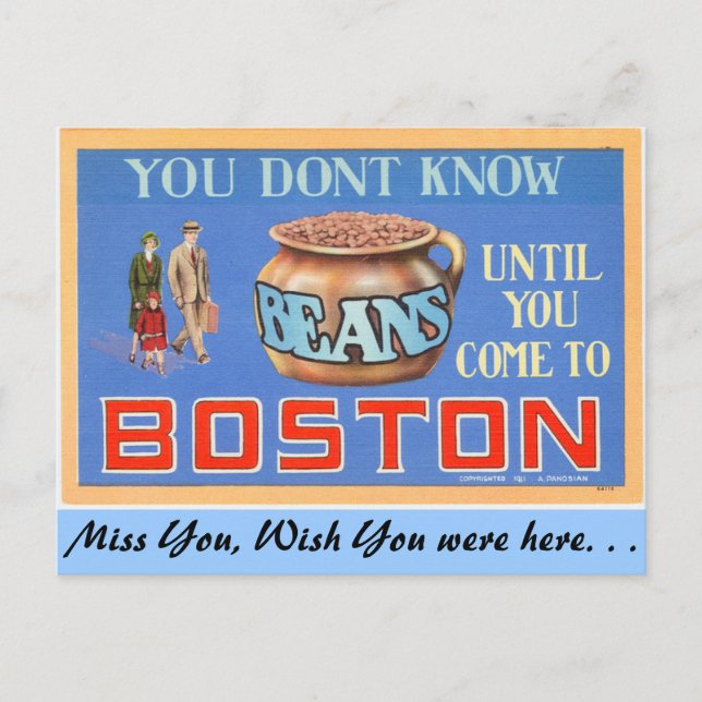 You don't know beans untill you come to Boston Postcard (Front)
