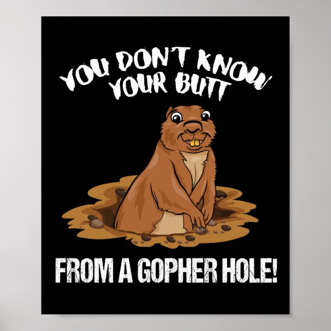YOU DON'T KNOW YOUR BUTT FROM A GOPHER HOLE funny Poster (Front)