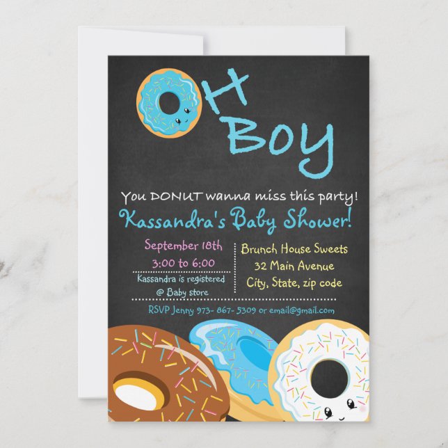 You DONUT Wanna Miss This Baby Shower Oh Boy Card (Front)
