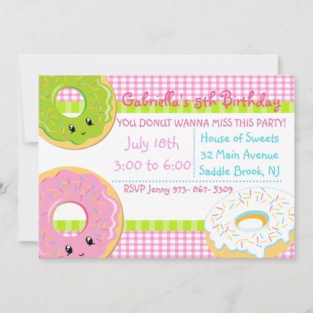 You DONUT Wanna Miss This Party Girls Invitation (Front)