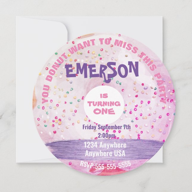 YOu DONUT want to miss, doughnut party, so sweet Invitation (Front)