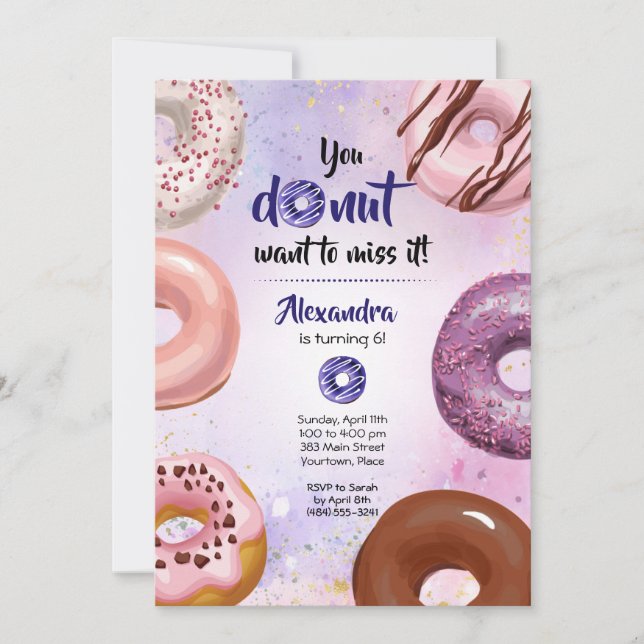 You Doughnut Want to Miss It Birthday Party Invita Invitation (Front)