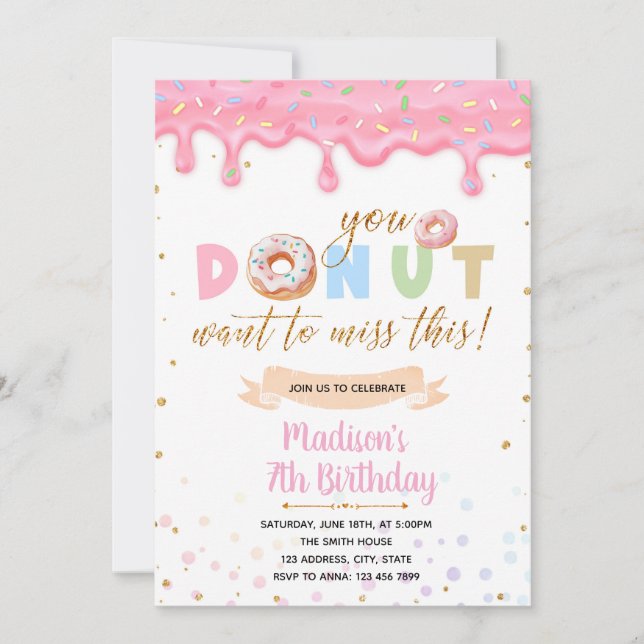 You doughnut want to miss this birthday invitation (Front)