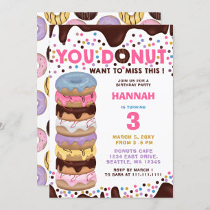 you doughnut want to miss this doughnuts birthday  invitation