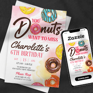 You Doughnut Want to Miss This Girl Birthday Invitation