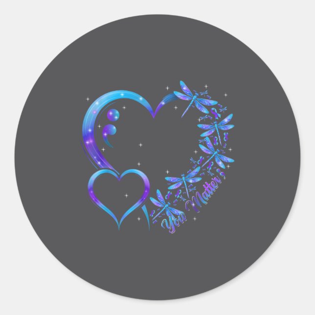 You Dragonfly Suicide Prevention Awareness Men Wom Classic Round Sticker (Front)