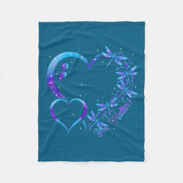 You Dragonfly Suicide Prevention Awareness Men Wom Fleece Blanket (Front)