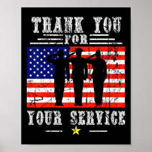 You For Your Services Patriotic - Veterans Day For Poster