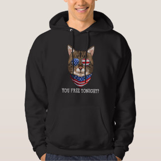 You Free Tonight Usa Flag Patriotic Cat Kitten Sun Hoodie