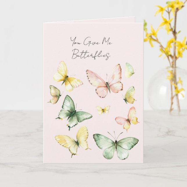 You Give Me Butterflies Love Card (Yellow Flower)