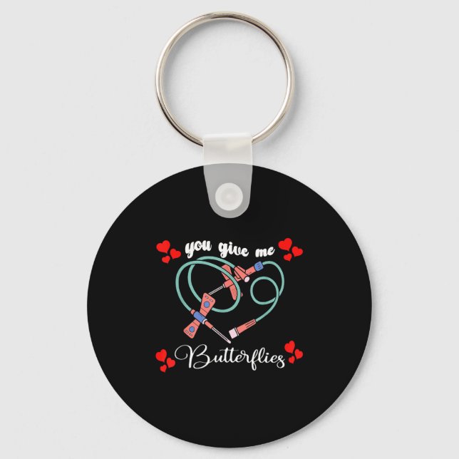 You Give Me Butterflies Phlebotomist Pbt Valentine Key Ring (Front)