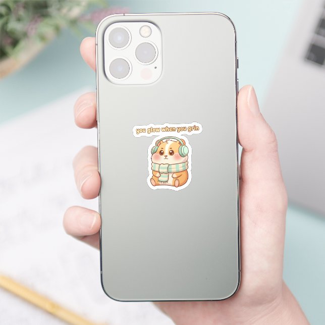 You Glow When You Grin – Cute Hamster Sticker (Phone)