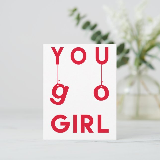 You Go Girl - Cancer Get Well Postcard (Standing Front)