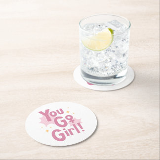 You Go Girl | Pink Motivational Paper Coaster