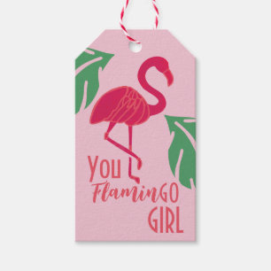 You Go Girl Tropical Pink Flamingo  Gift Tags