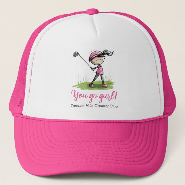 "You Go Gurl!" Ladies Golf League Golf Ball Trucker Hat (Front)