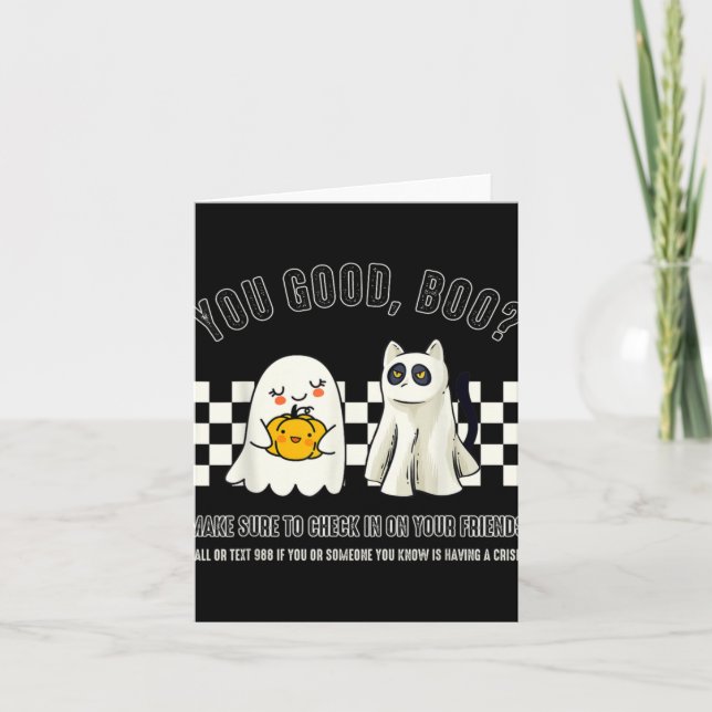 You Good Boo 988 Suicide Prevention Mental Health  Card (Front)
