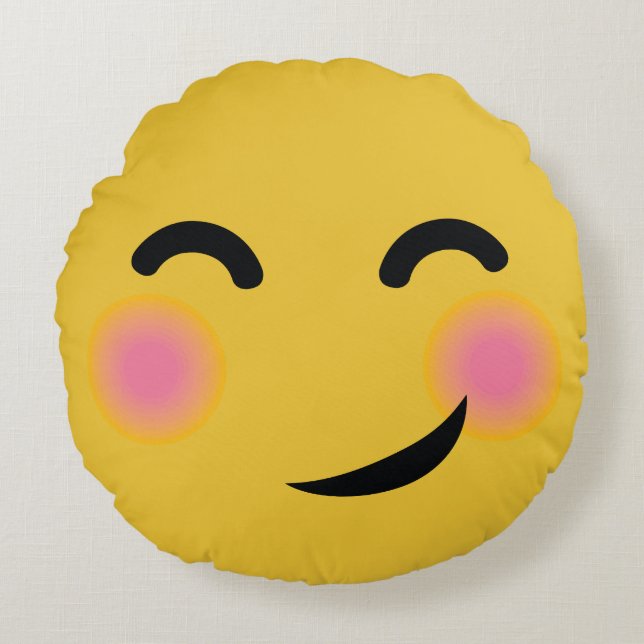 you got me blushing emoji round cushion (Front)